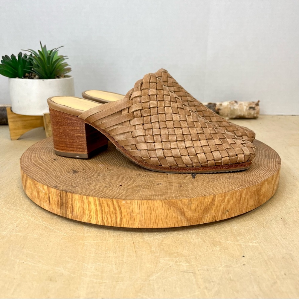 NWOB Nisolo All-Day Woven Heeled Mules Tan Leather Size 6.5 - Picture 11 of 15